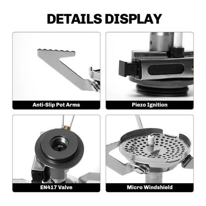 Fire-Maple GreenPeak Camping Stove Camp Cooking Burner Portable Backpacking Stove with Piezo for Hiking Trekking Fishing