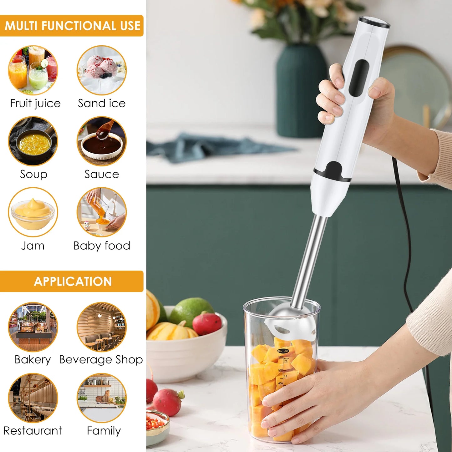 Electric Blender Multi functional Kitchen Handheld Immersion Portable Blender Automatic Blender Mini Kitchen Tool