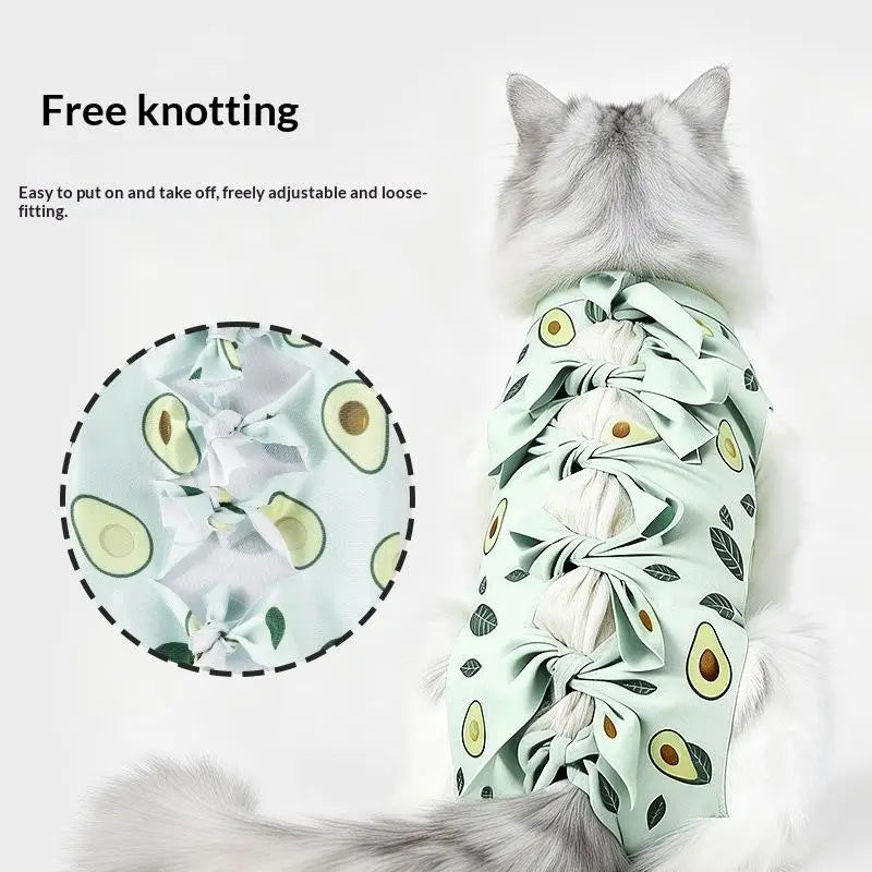 Pet Neutering Suit Cat Postoperative Recovery Anti Licking Clothing Adjustable Cat Wound Protective Clothes Pet Supplies