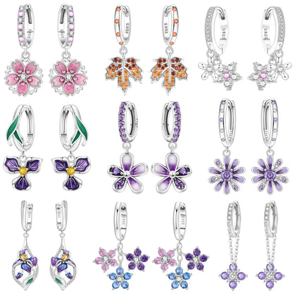 MISEFF S925 Sterling Silver Earrings Multiple Styles Exquisite Flower Earrings Original Fashion Jewelry Birthday Gift For Women