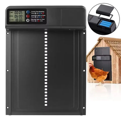 Safety Gate Anti-Pinch Function Small Pet Supplies LCD Display Automatic Chicken Coop Door Controlled Open Retractable Door