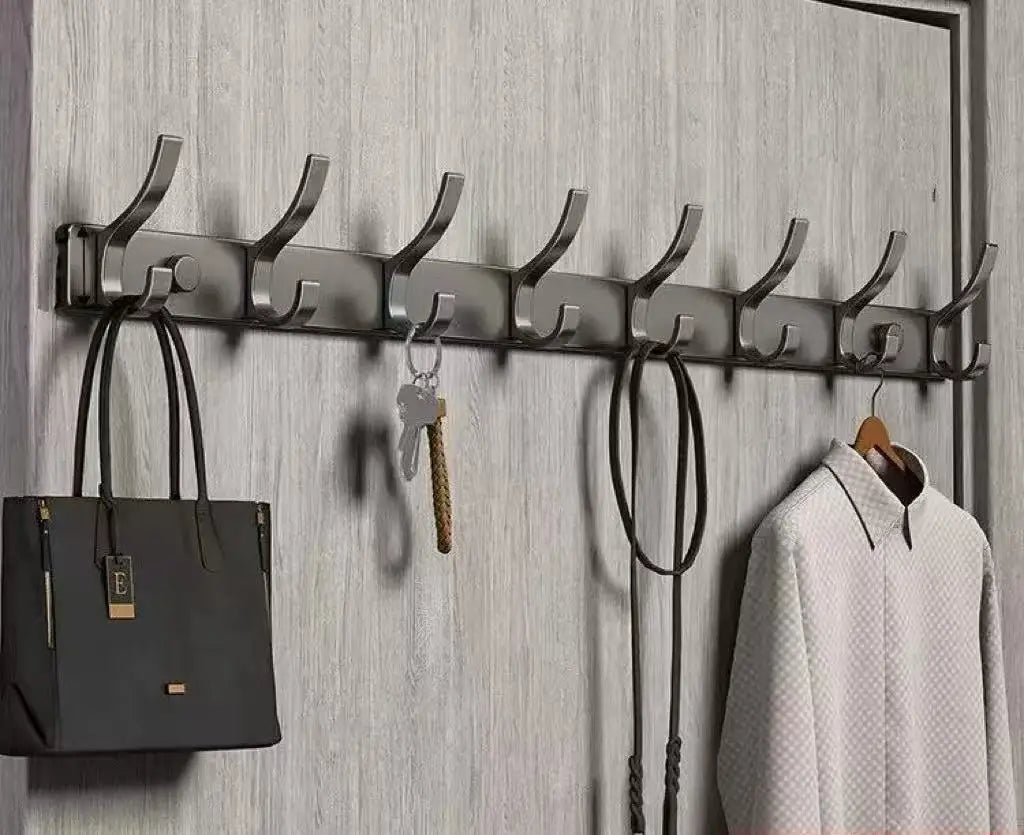no drill Holes One Row Hangers Kitchen Towels Clothes Hats Toilet Towel Rack Storage Wall Mounted Door Back Rod Hook