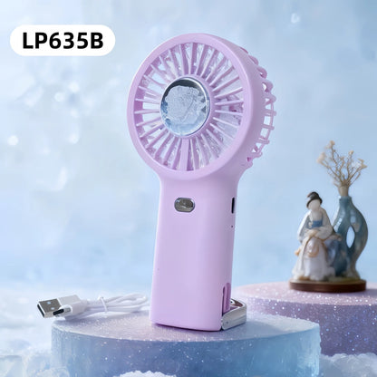 Portable Handheld Fan USB Rechargeable Mini Cooling Fan Digital Display LED Light Personal Fan for Travel Camping Outdoor