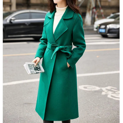 Autumn Winter Women Casual Jacket Woolen Blends Coats Female Korean Mid-Long Coat Girls Fashion Slim Baggy Clothes