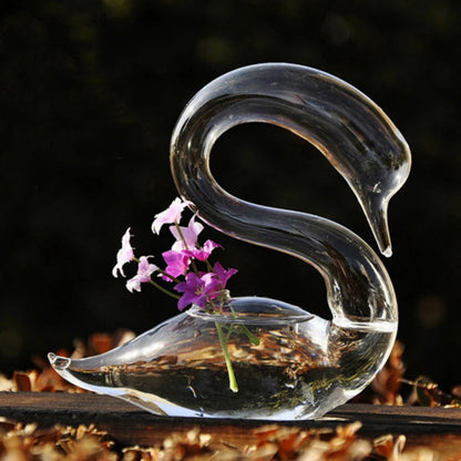 Transparent Glass Swan Shape Flower Vase Cute Glass Tabletop Vase Floral Plant Pots Terrarium Container Home Wedding Decor