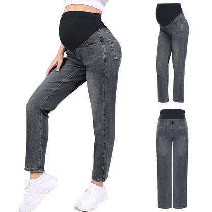 Pregnant Women Jeans High Waist Support Belly Maternity Hip Lifting Elastic Denim Pants Shorts for Daily Work Street Loungewear