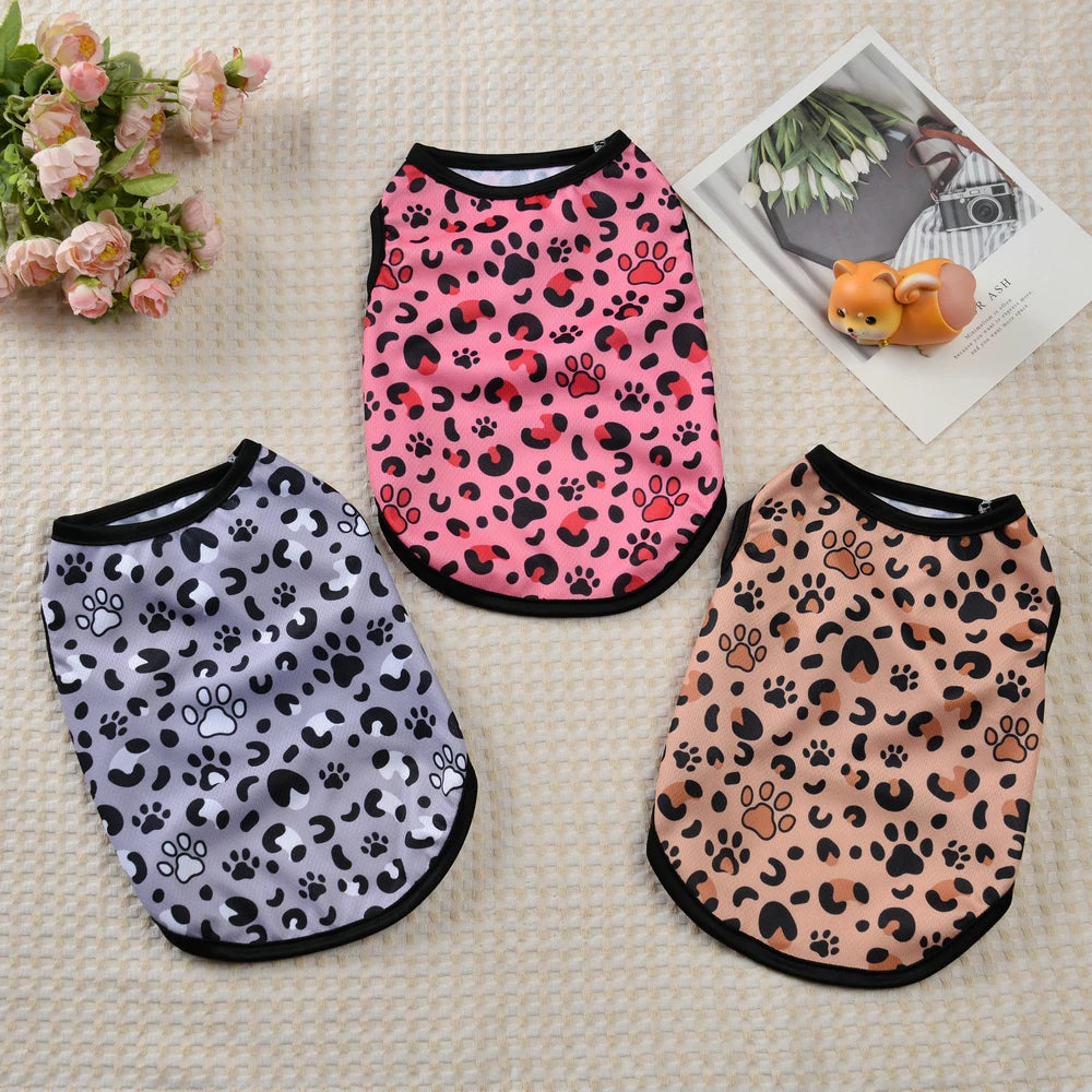 Cat Summer Clothes Breathable Leopard Print Vest For Small Medium Dogs Cats Puppy Clothing Pet Dog Coat Outdoor Costume Beagle