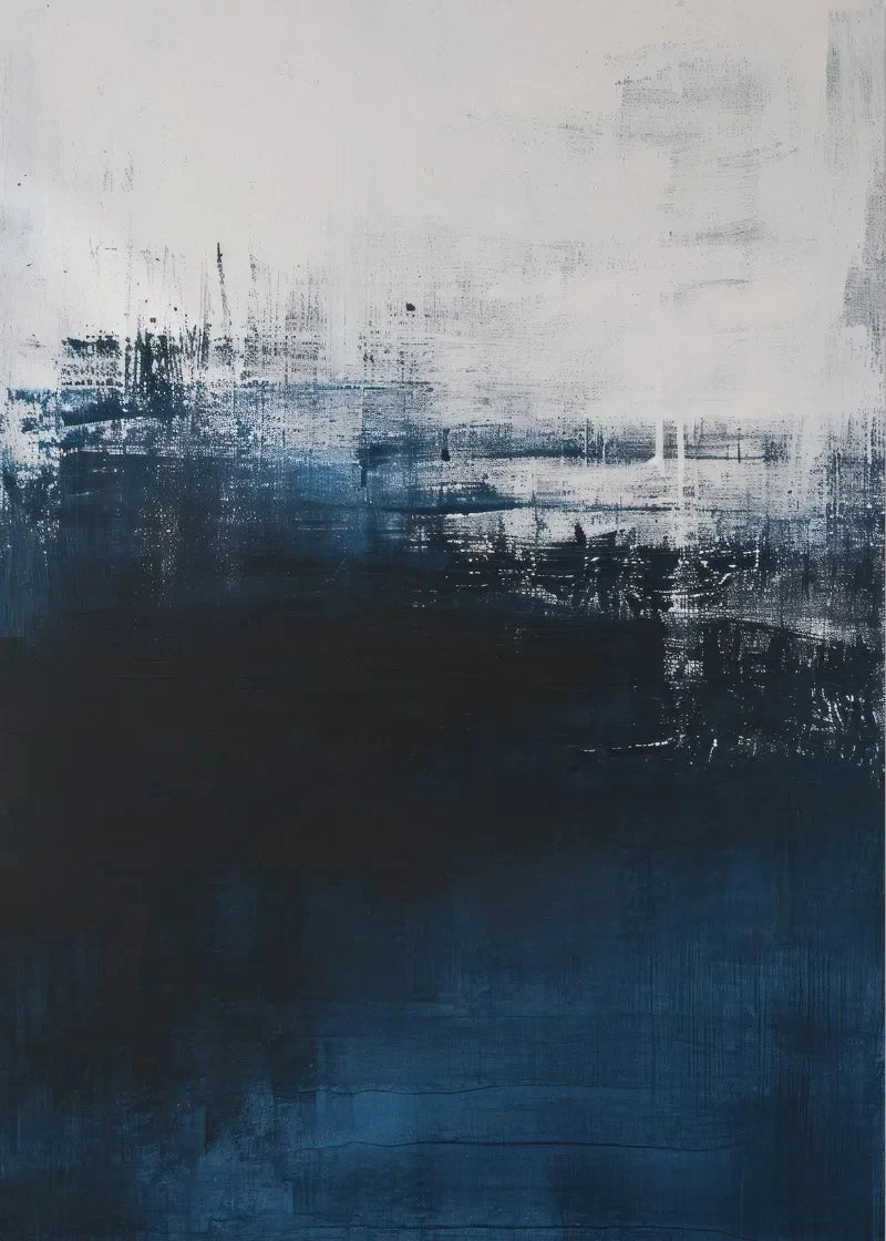 Deep Blue Modern Abstract Poster Print Canvas Art Pictures Home for Living Room and Bedroom Room Wall Decor Frameless Painting