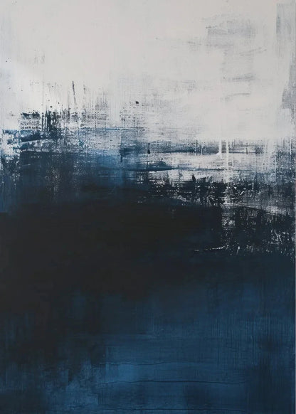 Deep Blue Modern Abstract Poster Print Canvas Art Pictures Home for Living Room and Bedroom Room Wall Decor Frameless Painting