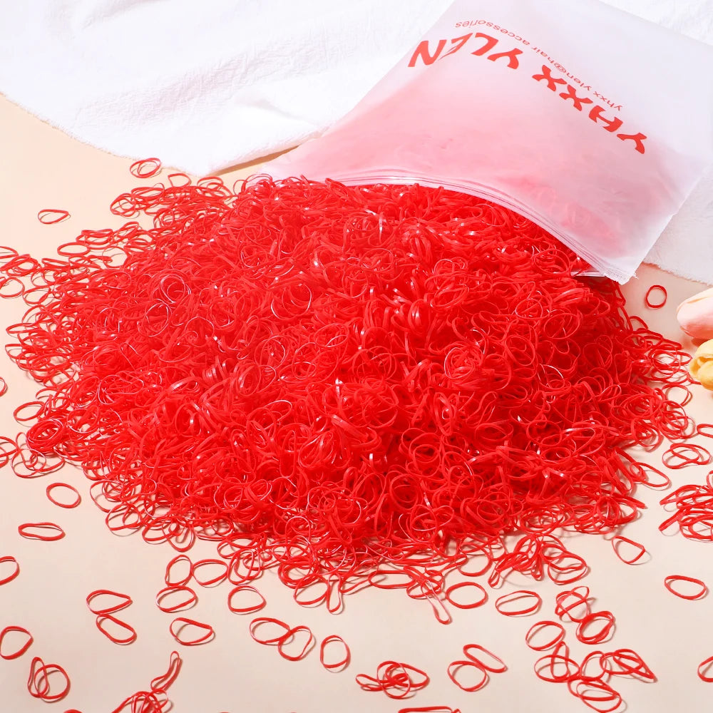 500/1000/2000 Stück bunte Einweg-Haargummis für Mädchen, Haarbänder, Haargummis, Haaraccessoires für Kinder