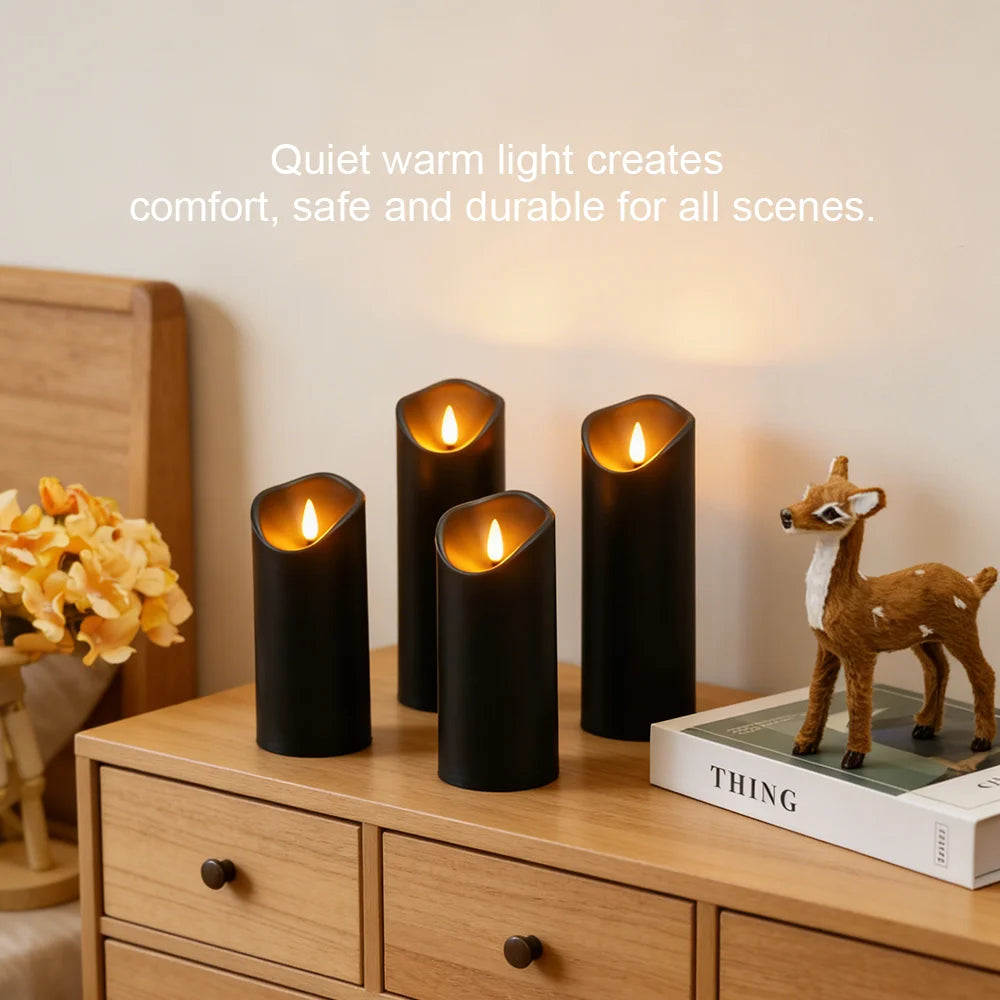 5 Flameless LED Electronic Candles Wobbling Realistic Flame Timer Dimmable Halloween Prayer Altar Table Dining Home Decor Candle
