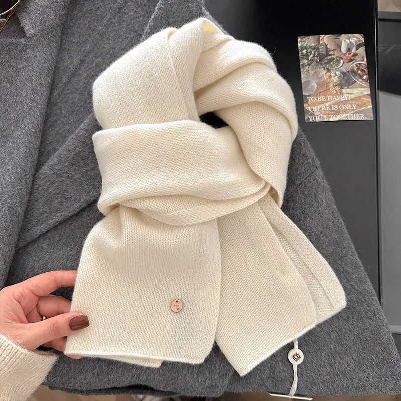100% Wool Winter Scarf For Women Long Warm Cashmere Scarves Hijab Solid Lady Shawl Wrap Female Pashmina Bandana Head Scarfs New