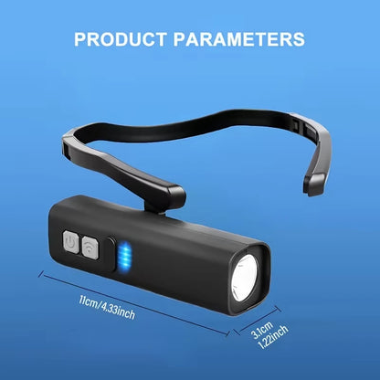 Side-mounted, ear-hook style headlamp with motion sensor; portable lightweight—ideal for outdoor night activities emergencies