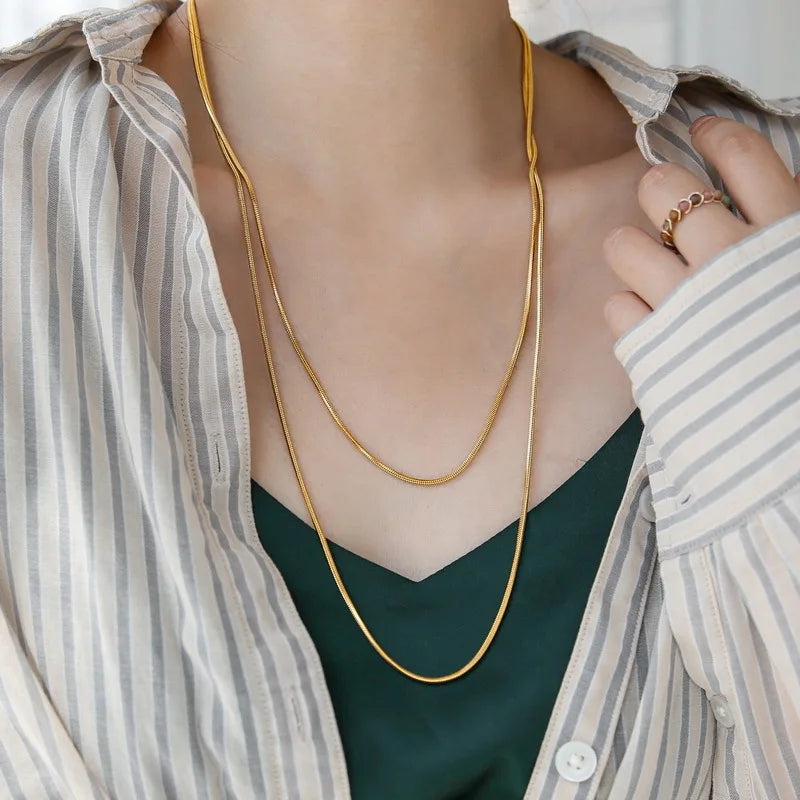 316L stainless steel jewelry necklace thick snake bone chain double necklace statement necklace female necklace chain wholesale