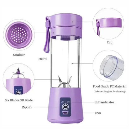 Portable Electric Handheld Blender Rechargeable Travel Fruit Juicer Cup Mini Mixer for Smoothies Milkshakes