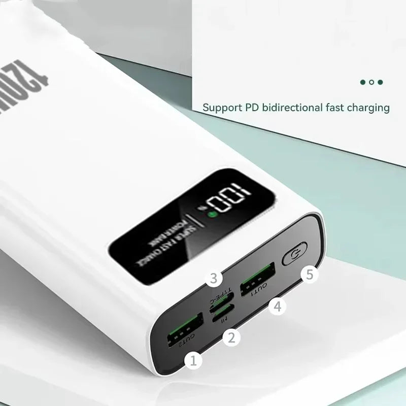 Lenovo 200000mAh LED Digital Display Power Bank High Capacity 120W Super Fast Charging Portable External Battery For IPhone NEW