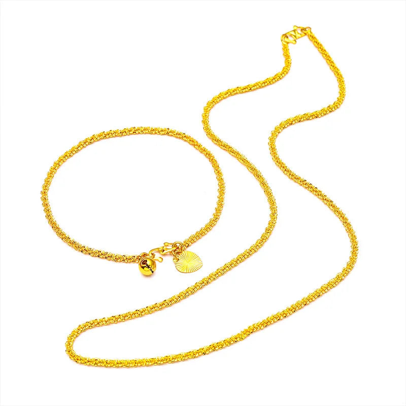 Shiny 14Kt Gold Color Bracelet Necklace for Women Fine Jewelry Bracelet Chain Necklace Fine Jewelry Gifts Not Fade