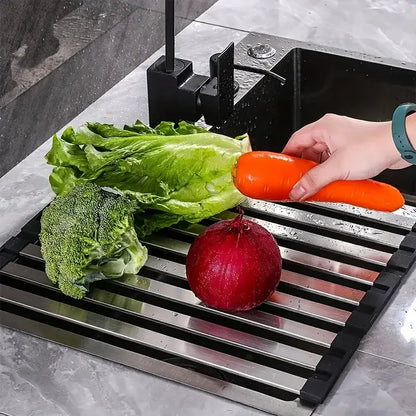 304 stainless steel kitchen sink drain rack sink dish rack dish rack foldable telescopic drain basket