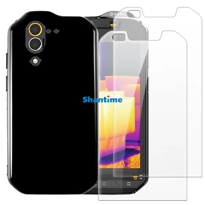 Soft Case + 2 Pack Tempered Glass Screen Protectors for CAT S60 Full-Body Protection