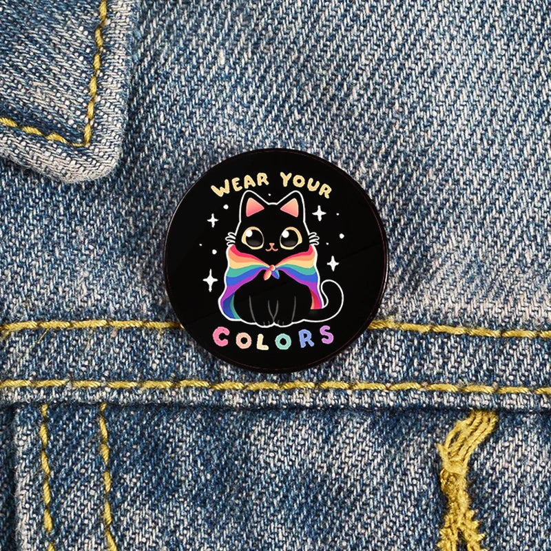 Lapel teacher tote Bag backpacks Badge Cartoon gift Pines Brooch for women Non Binary Pride cat Pins Custom cute Pines Shirt