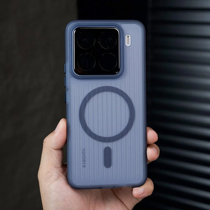 Soft Corrugated Magnetic Back Case For Xiaomi Mi 13 14 15 Pro 17 ProMax Shockproof Matte Clear Cover