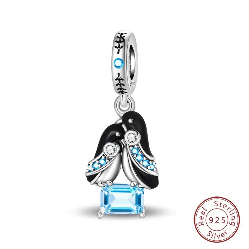 Original 925 Sterling Silver Charms Beads Winter Snowflake Snowman Igloo Penguin Pendant Fit Bracelet Women Jewelry Gift