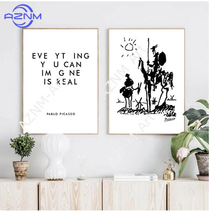 Everyhing you can image is real Pablo Picasso Art Paintings Canvas Print , Don Quixote Poster Painting Wall Picture Home Decor