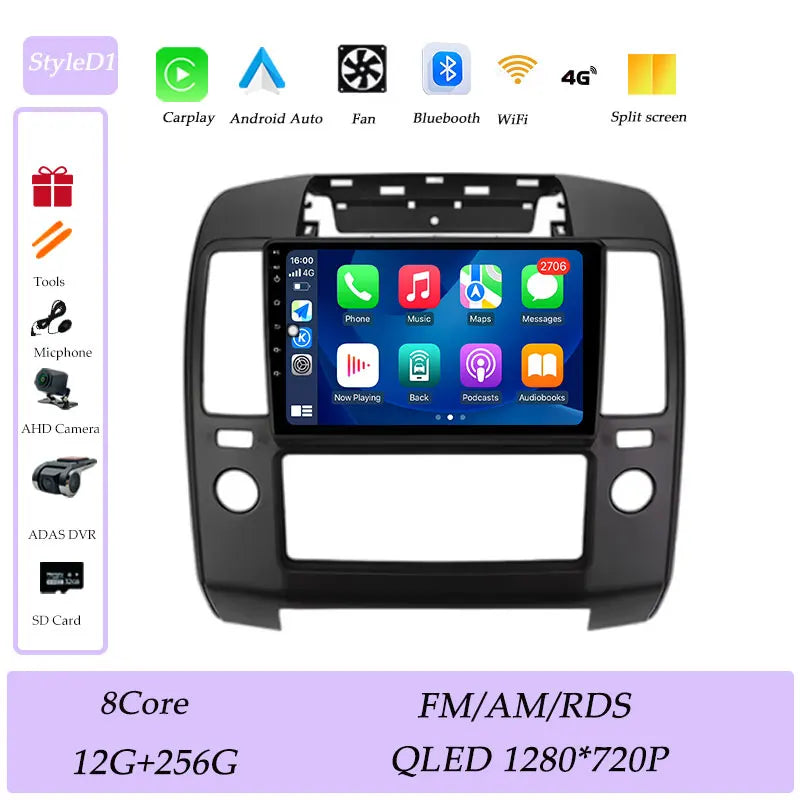 GPS Navigation for Nissan Navara 2006 - 2012 CarPlay Car Radio Video Audio Multimedia Player DSP Stereo Bluetooth  QLED Screen