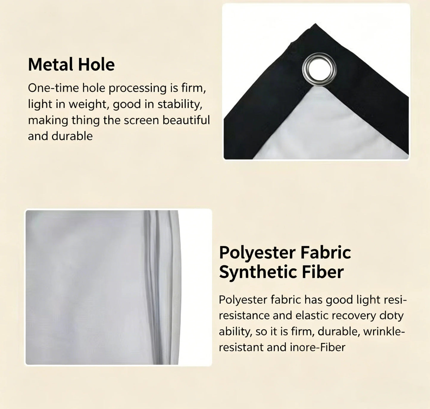 16:9 Portable Foldable Projector Screen, Wall Mount Projection Screen with Grommets, Indoor Outdoor Movie Screen