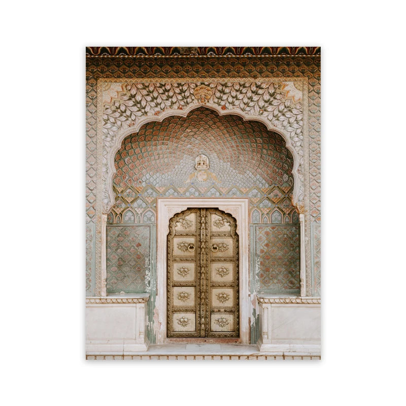Moroccan Wall Art Canvas Print Marrakesh Architecture Poster Boho Wall Decor Terracotta Art Picture Decoration Painting for Home