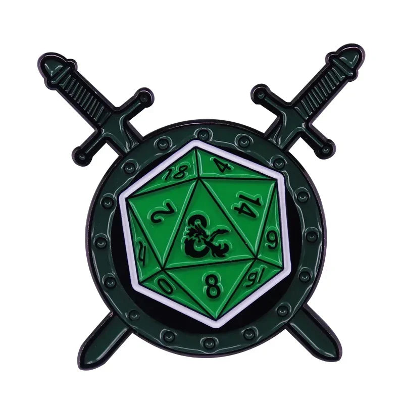 RPG Dice Game D&D Enamel Pins Dungeons Brooch Fashion Personality Lapel Badge Hoodie Decorative Accessories Fans Gift