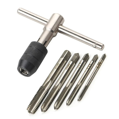 T-Handle Wrench  M3 M4 M5 M6 M8 Hand Tap Reamer Thread Tapping Tool Set Adjustable Machine Screw Thread Tapping Drill Bit