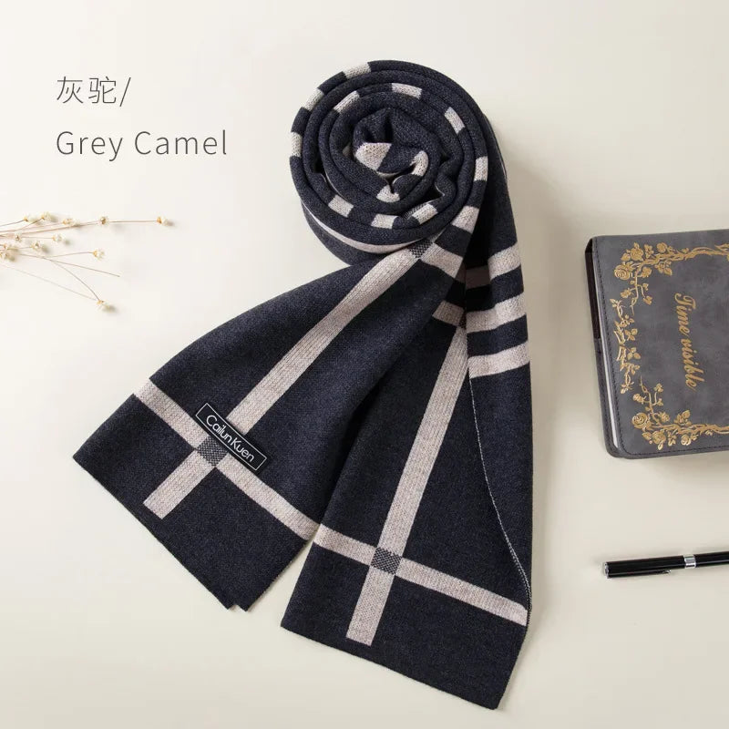High Quality Wool Men Scarf Autumn Winter Classic Business Thermal Muffler Male Soft Korean Version Long Thick Warm Shawl No Box