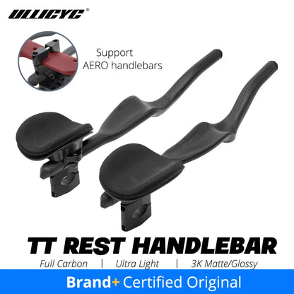 ULLICYC Road Bike Triathlon Time Trial,3K Full Carbon Matte/Glossy Bicycle Rest TT Handlebar 35° For Aero Extension Handlebar
