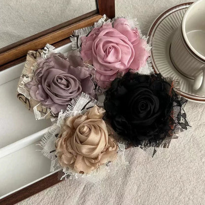 Newly upgraded rose fabric handmade original brooch, Korean style flower niche dress accessory