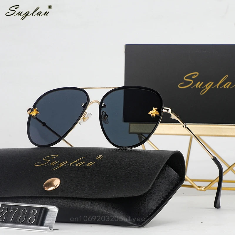 SUGLAU Luxury brand Fashion Rimless Sunglasses Casual Driving Sun Glasses Business Shopping Unisex Shades Oculos De Sol UV400