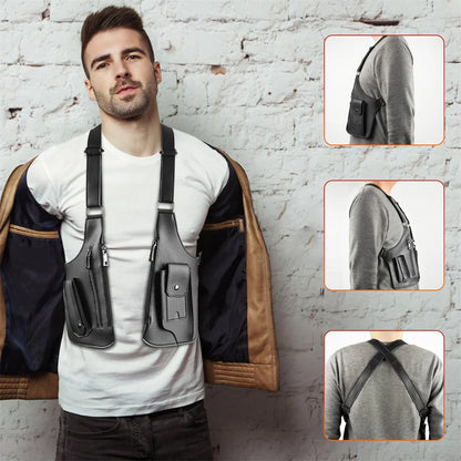 Tactical Double Shoulder Armpit Bag Anti-Theft Multi-Pocket Underarm Pouch Hunting Concealed Carry Chest Rig Bag EDC Organizer