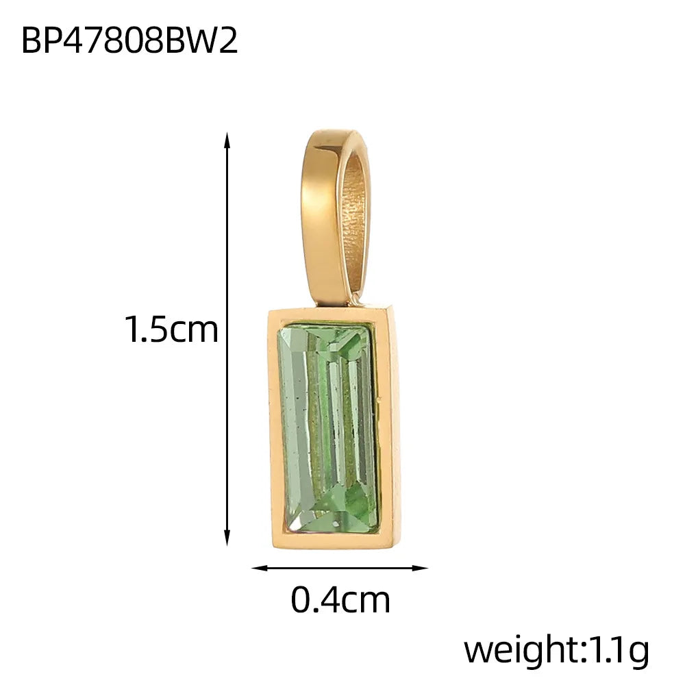 Classic Love Heart Square Zircon 12 Birthstone Pendant DIY Pendant Stainless Steel Waterproof Geometric Jewelry Birthday Gift
