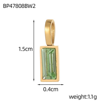 Classic Love Heart Square Zircon 12 Birthstone Pendant DIY Pendant Stainless Steel Waterproof Geometric Jewelry Birthday Gift