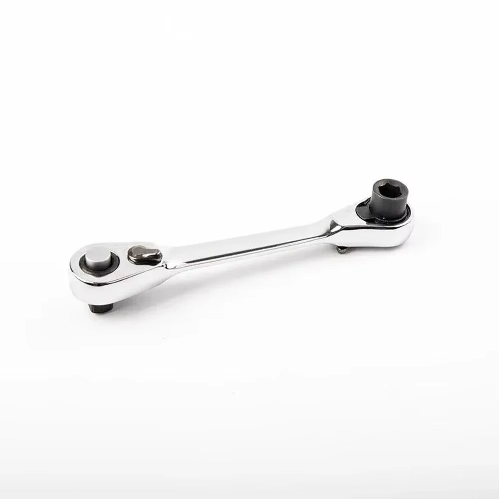 Rafford Mini Treble 1/4 Ratchet Wrench Double Ended Quick Socket Ratchet Wrench Screwdriver Hex Torque Wrenches Set 2in1 Spanner