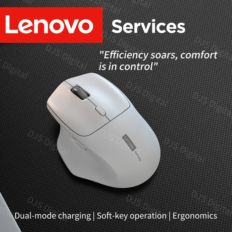 Lenovo Wireless Mouse, Ergonomic Design, Comfortable to Use, Dual-Mode Connection, Suitable for Gaming and Office Use, Large-Capacity Battery