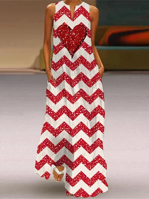 Christmas Tree 3D Printing Dress Fashion Sexy Sleeveless V-neck Long Dress Casual Party Maxi Female Dress Street Fashion Dresses