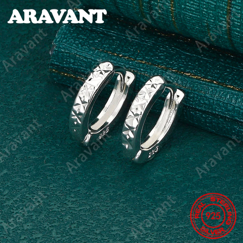 925 Sterling Silver Round Earrings With Carved Design, Vintage Style, Personalized Accessories, Gifts, Jewelry
