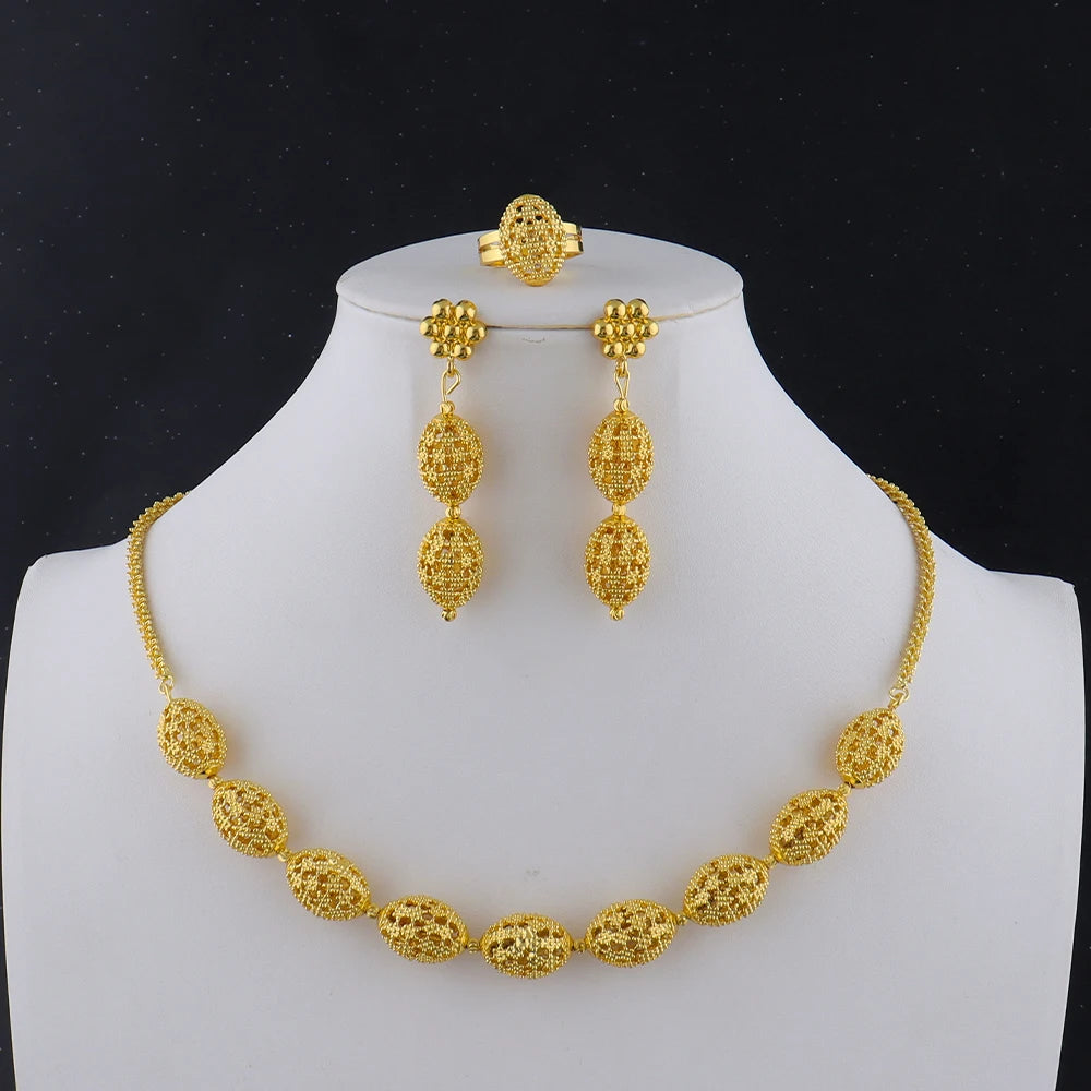 Necklace Earrings Rings Set for Women Luxury Jewelry Nigeria Bridal  Wedding Party Jewellery Set Accessories Wholesale