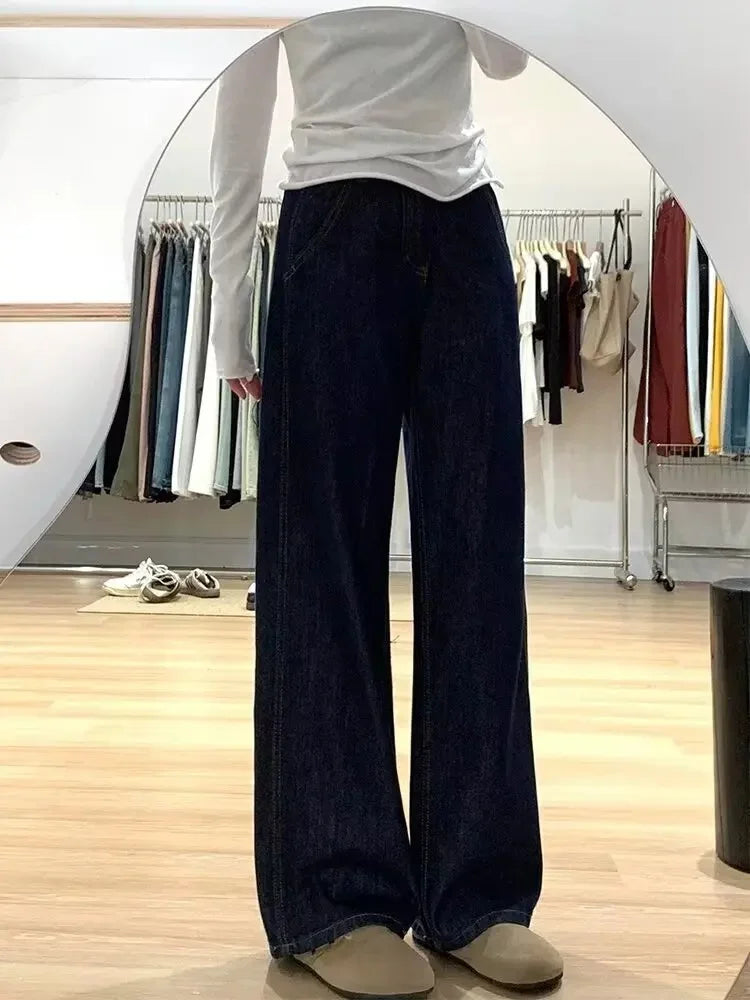 High Waist Wide Leg Denim Jeans Loose Female Pear Shape Body Slimming Floor-Length Spring Summer New Style Casual Fashion