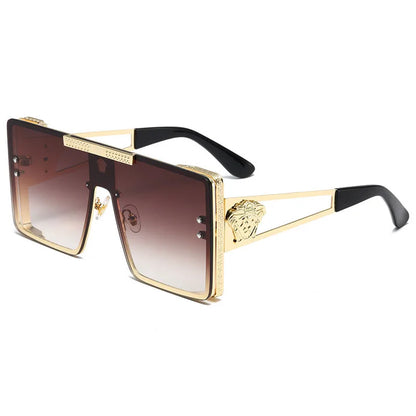 New stylish sunglasses with oversized frames, trendy metal design, perfect for fashion shows and cool street style.