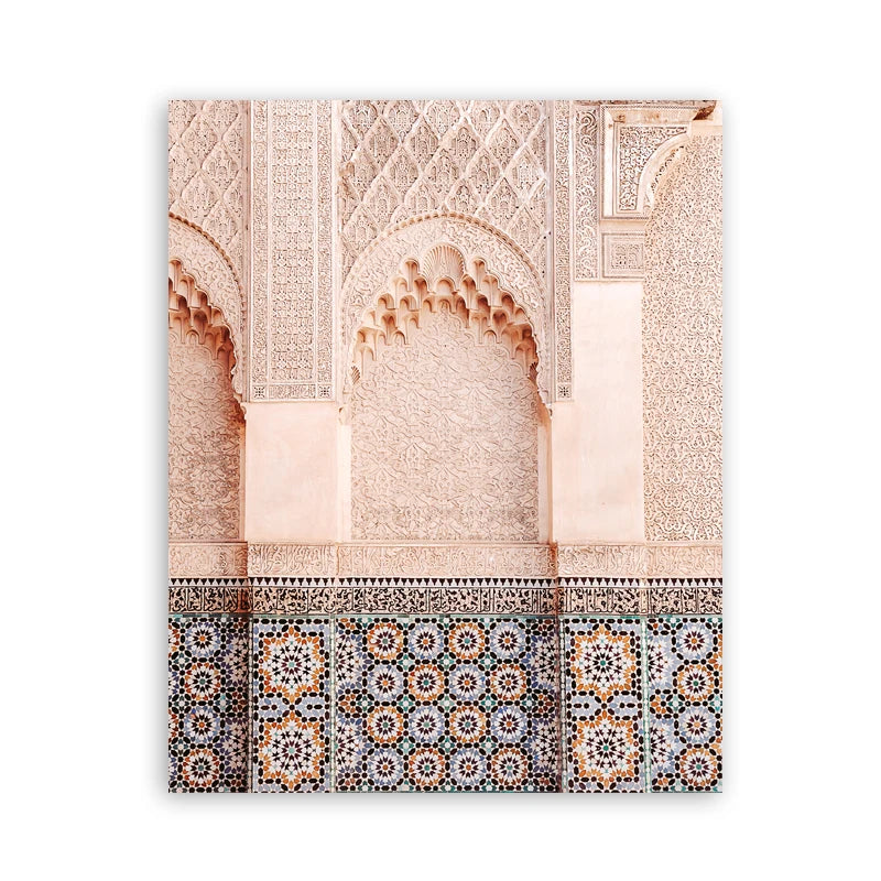 Moroccan Wall Art Canvas Print Marrakesh Architecture Poster Boho Wall Decor Terracotta Art Picture Decoration Painting for Home