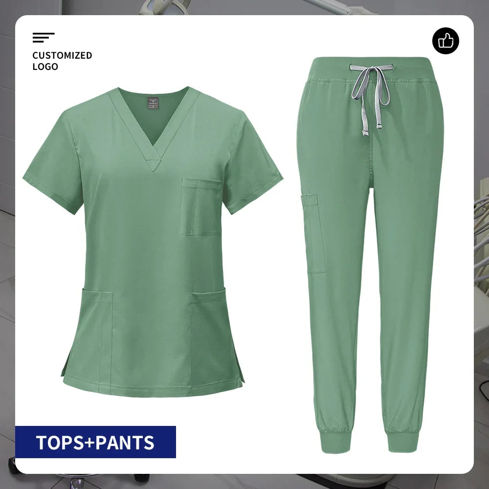Pet Grooming Institution Surgical Workwear Scrubs Medical Nursing Uniform Customizable Logo Hospital Jogger Clothes with Pocket