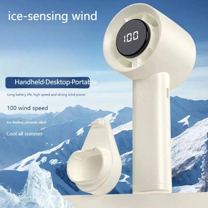 Lenovo Portable Mini Handheld Fan With LED Display Semiconductor Refrigeration 100 Speeds USB Rechargeable Battery Outdoor Fan