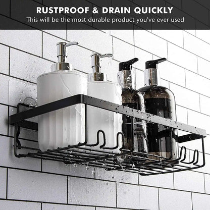Emption!Shower Caddy Shelf Organizer Rack(2Pack), Bathroom Accessories Basket Shelves With Hooks, Wall Mount Shower Storage